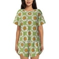 thumbnail image 1 of Sikiie Daisies Flowers Womens Pajama Sets Short Sleeve Top With Pants Sleepwear 2 Piece Lounge Set3X-Large, 1 of 6