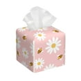 thumbnail image 1 of Sikiie Daisy And Bee Leather Tissue Box Cover Square, tissue box holder, Tissue Box with Bottom Belt-5.2”x5.2”x5.2”, 1 of 7
