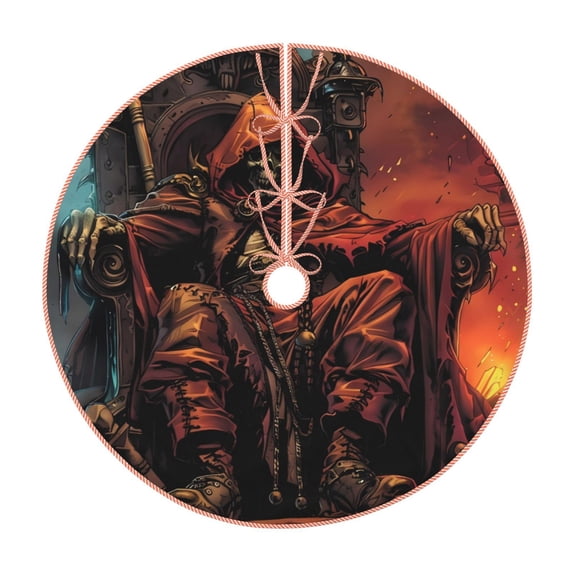 Sikiie Dark Skull King Throne Christmas Tree Skirt, Christmas Tree Decorations, Christmas Decor, Tree Mat Decoration(30-48IN)-30"