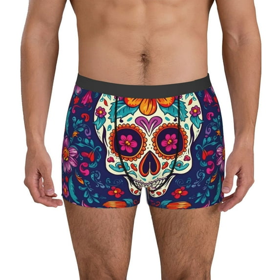Sikiie Dead Day Party Print Men's Boxer Briefs, Elastic Waistband Boxer Briefs Leggings-X-Large
