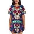 thumbnail image 1 of Sikiie Dead Day Party Womens Pajama Sets Short Sleeve Top With Pants Sleepwear 2 Piece Lounge Set-4X-Large, 1 of 6