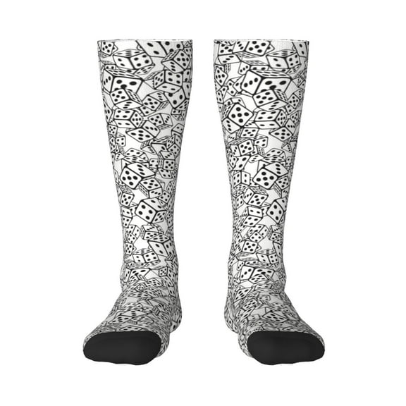 Sikiie Dice Cubes Knee Socks, High Socks Long Stretchy Sock Women Knee High Stocking, Long Socks for Women