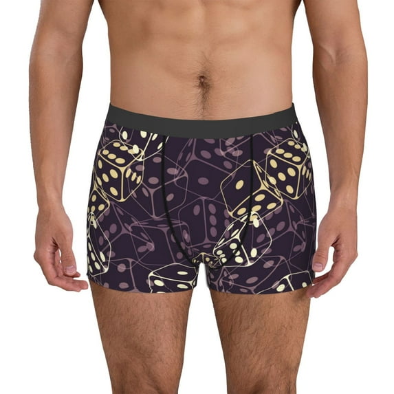 Sikiie Dice Print Men's Boxer Briefs, Elastic Waistband Boxer Briefs Leggings-Small