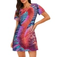 thumbnail image 1 of Sikiie Digital Flamingo Vibrant Art Print Women's Short-sleeved Nightdress, Round Neck Pullover Nightdress Pajamas Summer Home Wear, 1 of 6