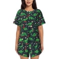 thumbnail image 1 of Sikiie Dino Christmas Party Womens Pajama Sets Short Sleeve Top With Pants Sleepwear 2 Piece Lounge Set-XX-Large, 1 of 6