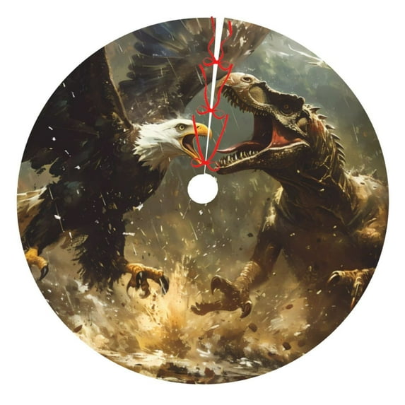 Sikiie Dinosaur Bald Eagle 30-48 inches {designName} Print Christmas Tree Skirt Snowman Xmas Tree Skirt with Edge Christmas Decorations for Holiday Party30"
