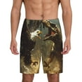 thumbnail image 1 of Sikiie Dinosaur Bald Eagle Mens Pajama Shorts, Lightweight Lounge Pant with Pockets Soft Sleep Pj Shorts for Men3X-Large, 1 of 6