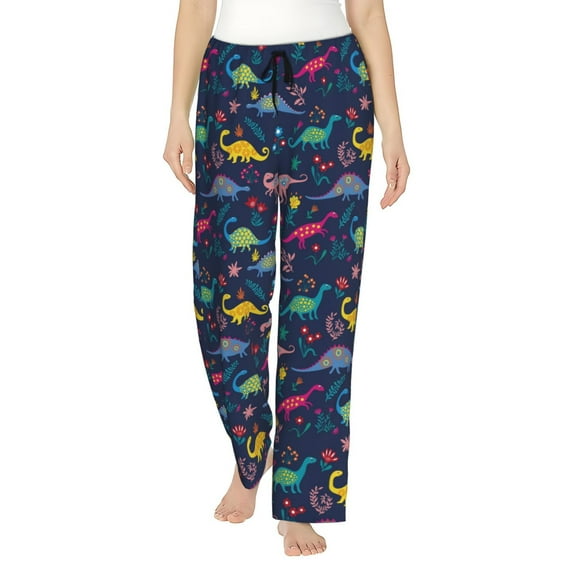 Sikiie Dinosaur Flowers Women’s Ultra-Soft Comfy Lounge Pants Sleepwear Comfy Lounge Pants Drawstring Sleep Bottoms with PocketsSmall