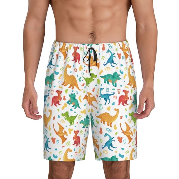 Sikiie Dinosaur Mens Pajama Shorts, Lightweight Lounge Pant with Pockets Soft Sleep Pj Shorts for Men4X-Large