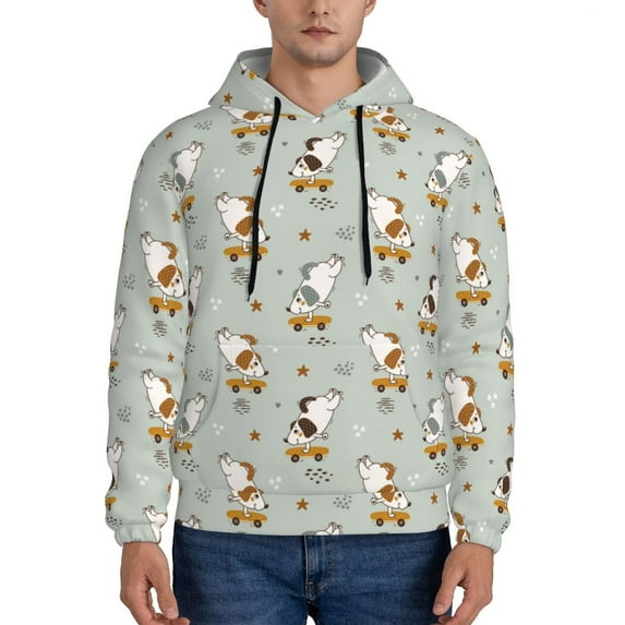 Sikiie Dog Riding Skateboard Men's Hoodie, Essentials Hoodie, Sweatshirt, Pullover Hooded Sweatshirt for Men-Small