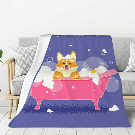 Sikiie Dog Washes in a Bath Cozy Flannel Fleece Throw Blanket: Lightweight & Thick for All Seasons - Perfect for Women, Men, & Kids"80"x60"