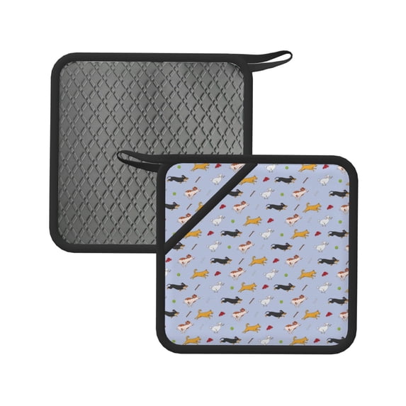 Sikiie Dogs Are Running Pot Holders Kitchen Insulation Mats Heat Resistant Pot-Holder Oven Anti-Scald Pads for Cooking Baking, 7.1*7.1inch