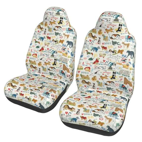 Sikiie Dogs Funny Pets Car Seat Protector 2 Pack Car Seat Cushion Mat, Car Seat Covers for SUV, Truck, Van
