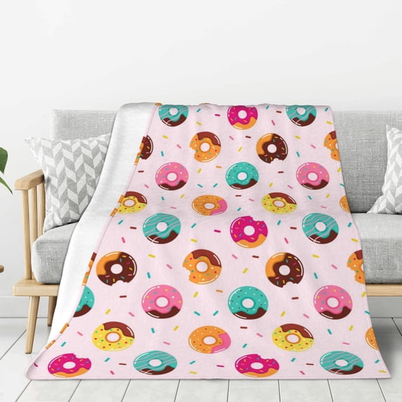 Sikiie Donut Cozy Flannel Fleece Throw Blanket: Lightweight & Thick for All Seasons - Perfect for Women, Men, & Kids"40"x30"