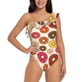 thumbnail image 1 of Sikiie Donut Print Women One Piece Swimsuits Tummy Control One Shoulder Bathing Suits Ruffle Swimwear, From S to XXL-Large, 1 of 6