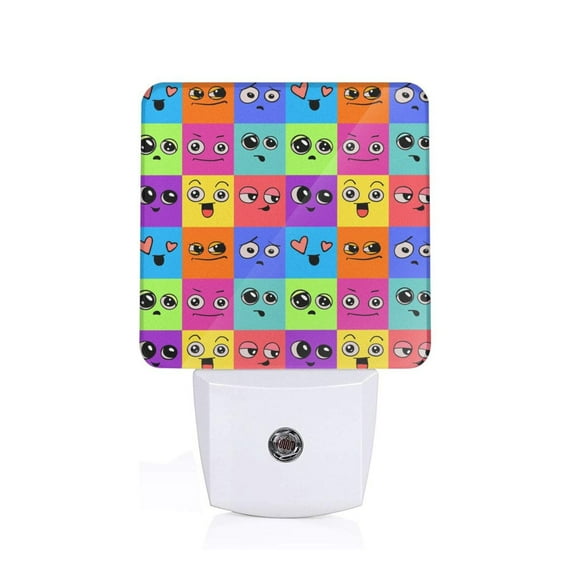 Sikiie Doodle Faces Emotions Led Night Light, Warm White,Cool White Lights for Bathroom,Hallway,Bedroom, Kids Room-EU