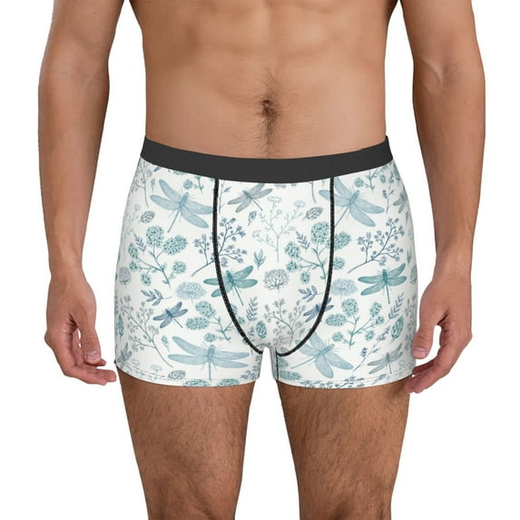 Sikiie Dragonfly Print Men's Boxer Briefs, Elastic Waistband Boxer Briefs Leggings-XX-Large