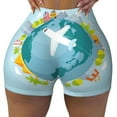 thumbnail image 1 of Sikiie Dreaming Travel Print Workout Shorts Women Scrunch Butt Gym Shorts Seamless High Waist Tummy Control Yoga Biker Athletic Shorts, 1 of 5