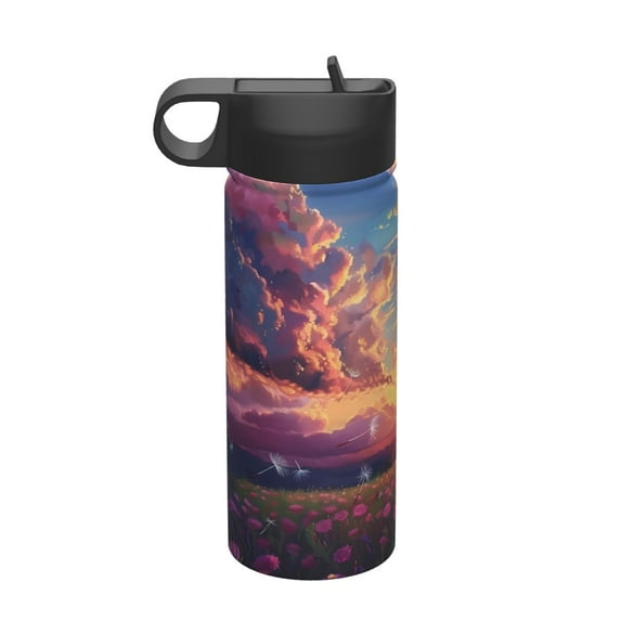Sikiie Dreamy Dandelion Sunset Print 18OZ Insulated Straw Cup, Portable Leak-proof Sports Water Bottle, Stainless Steel Water Cup Suitable for Home and Outdoor