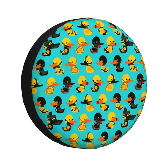 Sikiie Duck In Black Suit PVC Leather Spare Tire Wheel Cover Spare Tire Cover, for Car Truck SUV Camper Trailer Universal Fit(14-17in)-17 inch