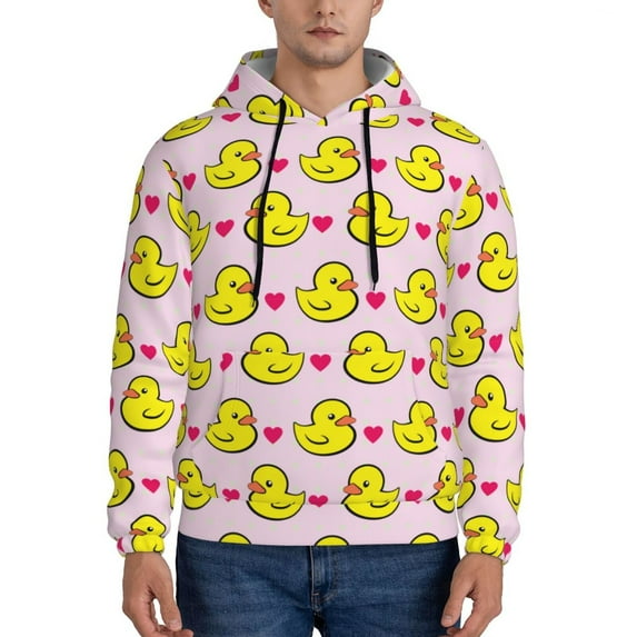 Sikiie Ducks And Pink Heart Men's Hoodie, Essentials Hoodie, Sweatshirt, Pullover Hooded Sweatshirt for Men-XX-Large