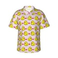 thumbnail image 1 of Sikiie Ducks And Pink Heart Print Men's Hawaiian Shirt, Summer Beach Button Pocket Short Sleeve T-Shirt,Large, 1 of 7
