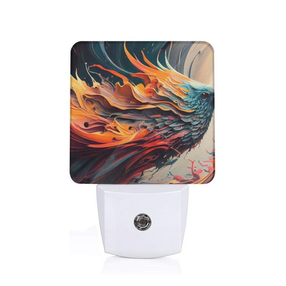 Sikiie Dynamic Fire Bird Art Led Night Light, Warm White,Cool White Lights for Bathroom,Hallway,Bedroom, Kids Room-UK