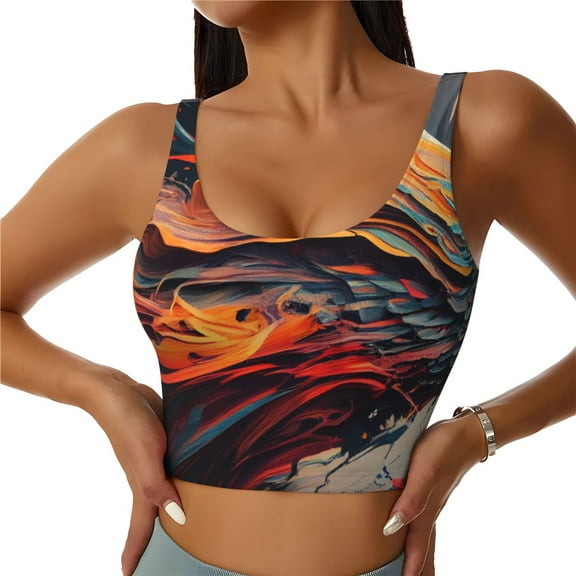 Sikiie Dynamic Fire Bird Art Sports Bra for Women, Sports Bra Athletic Running Sports Bra, Workout Bra, Yoga Bra-Small