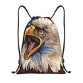 thumbnail image 1 of Sikiie Eagle With USA Flags Drawstring Backpack Drawstring Bags, Draw String Back Bag for Sports, Gym, Travel, Swimming, Beach-Small, 1 of 6