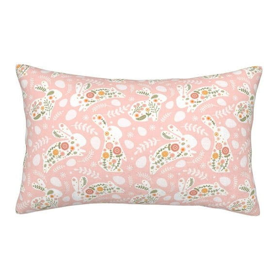 Sikiie Easter Bunny Print Plush Pillow Cover, Wrinkle-proof and Stain-resistant Pillow Protector without Pillow Core, Home Decoration-14"x20"