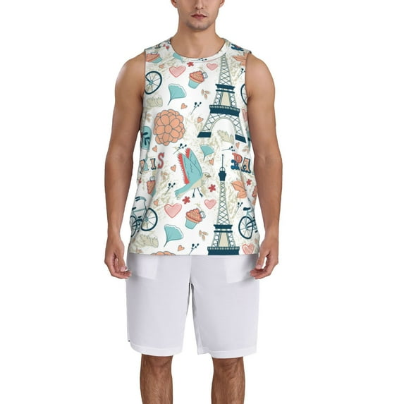 Sikiie Eiffel Tower Basketball Jersey Reversible Men's Mesh Athletic Sports Shirts Training Practice S-4XLSmall