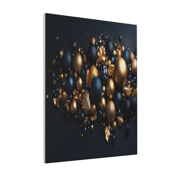 Sikiie Elegant Golden Blue Ornaments Print Canvas Decorative Hanging Painting, Anti-shrinkage Hanging Frame, Suitable for Home, Office Wall Decorations