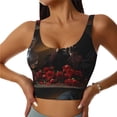 thumbnail image 1 of Sikiie Elegant Rose Skull Print Strappy Sports Bra for Women Padded Push Up Sports Bra Athletic Running Sports Bra Workout Bra Yoga Bra, 1 of 5
