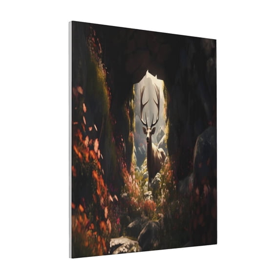 Sikiie Enchanted Deer In Cave Print Canvas Decorative Hanging Painting, Anti-shrinkage Hanging Frame, Suitable for Home, Office Wall Decorations