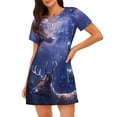 thumbnail image 1 of Sikiie Enchanted Forest Stag Gathering Print Women's Short-sleeved Nightdress, Round Neck Pullover Nightdress Pajamas Summer Home Wear, 1 of 6