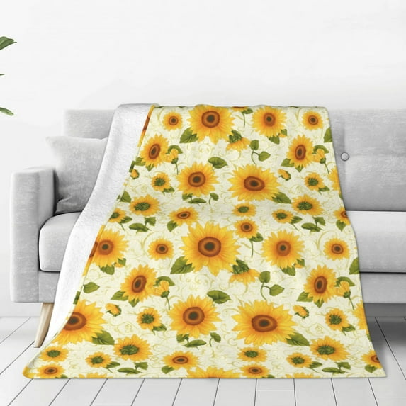 Sikiie European-style Pattern Sunflower Ultra-Soft Micro flannel Blanket Luxury All Seasons Warm Blanket for Bedding Sofa and Travel (4 sizes)-50"x40"