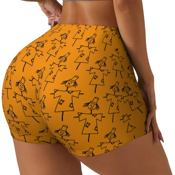 Sikiie Fall Cute Simple Scarecrow Workout Shorts Women Scrunch Butt Gym Shorts Seamless High Waist Tummy Control Yoga Biker Athletic Shorts-Medium