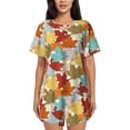 thumbnail image 1 of Sikiie Fall Maple Leaves Womens Pajama Sets Short Sleeve Top With Pants Sleepwear 2 Piece Lounge SetXX-Large, 1 of 6