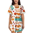 thumbnail image 1 of Sikiie Fall Pumpkins Womens Pajama Sets Short Sleeve Top With Pants Sleepwear 2 Piece Lounge Set-Small, 1 of 6