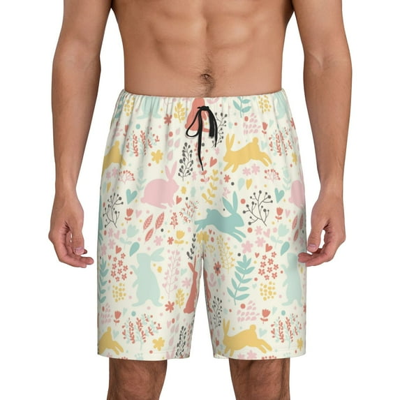 Sikiie Fall Rabbit Mens Pajama Shorts, Lightweight Lounge Pant with Pockets Soft Sleep Pj Shorts for MenXX-Large