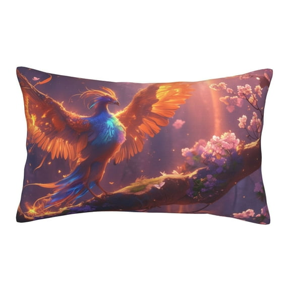 Sikiie Fantasy Bird Illustration Print Plush Pillow Cover, Wrinkle-proof and Stain-resistant Pillow Protector without Pillow Core, Home Decoration-16"x24"