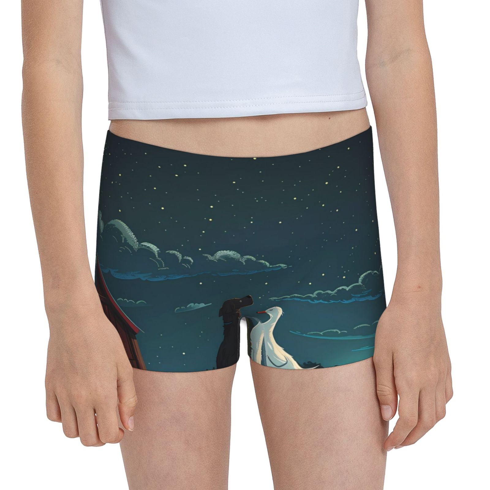 Sikiie Farm Dog Duck Moonlight Girls' Cotton Underwear Soft Shorts