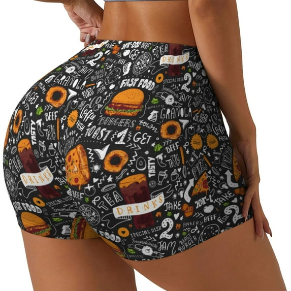 Sikiie Fastfood 1 Workout Shorts Women Scrunch Butt Gym Shorts Seamless High Waist Tummy Control Yoga Biker Athletic Shorts-Small