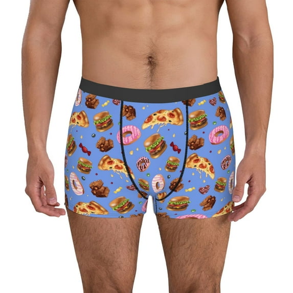 Sikiie Fastfoods Print Men's Boxer Briefs, Elastic Waistband Boxer Briefs Leggings-XX-Large