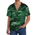 thumbnail image 1 of Sikiie Ferns Leave Green Foliage Men's Cuban Shirt, Hawaiian Shirts, Business Casual Button Down Shirts, Short Sleeve Shirt-Small, 1 of 5