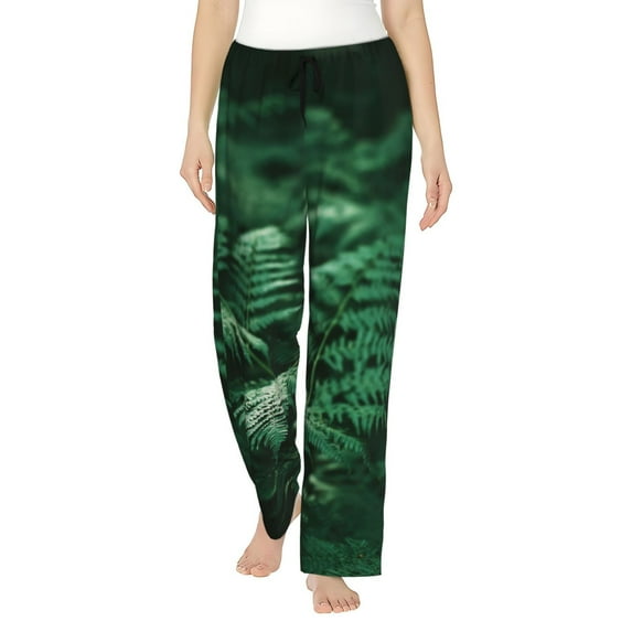 Sikiie Ferns Leave Green Foliage Women’s Lounge Pants, Lounge Pants Sleep Bottoms, Lounge for Women, Womens Pajama Pants -Medium