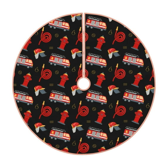 Sikiie Fire Fighting Nativity Christmas Tree Skirt, Jesus Christian Winter Holiday Tree Mat Decoration(30-48IN)30"
