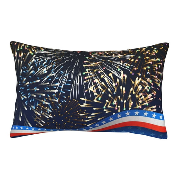 Sikiie Fireworks Print Plush Pillow Cover, Wrinkle-proof and Stain-resistant Pillow Protector without Pillow Core, Home Decoration-16"x24"