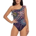 thumbnail image 1 of Sikiie Fireworks2 Print Women One Piece Swimsuits Tummy Control One Shoulder Bathing Suits Ruffle Swimwear, From S to XXL-X-Large, 1 of 6
