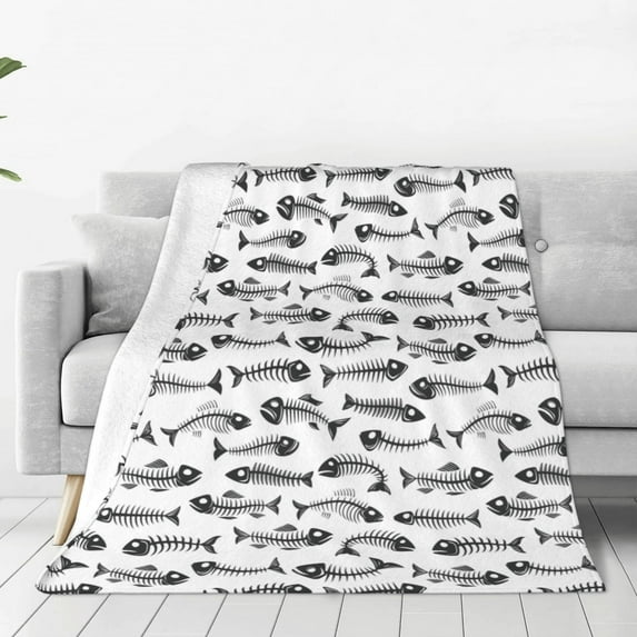 Sikiie Fish Bones Ultra-Soft Micro flannel Blanket Luxury All Seasons Warm Blanket for Bedding Sofa and Travel (4 sizes)-80"x60"